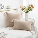 Modern zigzag jacquard woven cushion cover set living room tassels by Decorbites