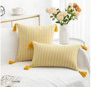 Modern zigzag jacquard woven cushion cover set living room tassels by Decorbites