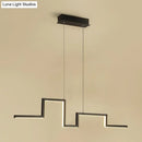 GobekUsa Simple Style Linear Metal Hanging Light Fixture - Black/Gray/Gold, 31.5"/39" Wide LED Chandelier Lamp in Warm/White Light