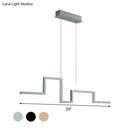 GobekUsa Simple Style Linear Metal Hanging Light Fixture - Black/Gray/Gold, 31.5"/39" Wide LED Chandelier Lamp in Warm/White Light