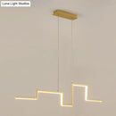 GobekUsa Simple Style Linear Metal Hanging Light Fixture - Black/Gray/Gold, 31.5"/39" Wide LED Chandelier Lamp in Warm/White Light