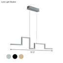 GobekUsa Simple Style Linear Metal Hanging Light Fixture - Black/Gray/Gold, 31.5"/39" Wide LED Chandelier Lamp in Warm/White Light