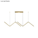 GobekUsa Modern Zigzag Metal Hanging Lamp - Black/Gold LED Island Pendant in Warm/White Light for Dining Room