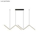 GobekUsa Modern Zigzag Metal Hanging Lamp - Black/Gold LED Island Pendant in Warm/White Light for Dining Room