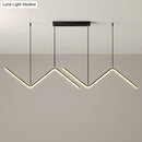 GobekUsa Modern Zigzag Metal Hanging Lamp - Black/Gold LED Island Pendant in Warm/White Light for Dining Room