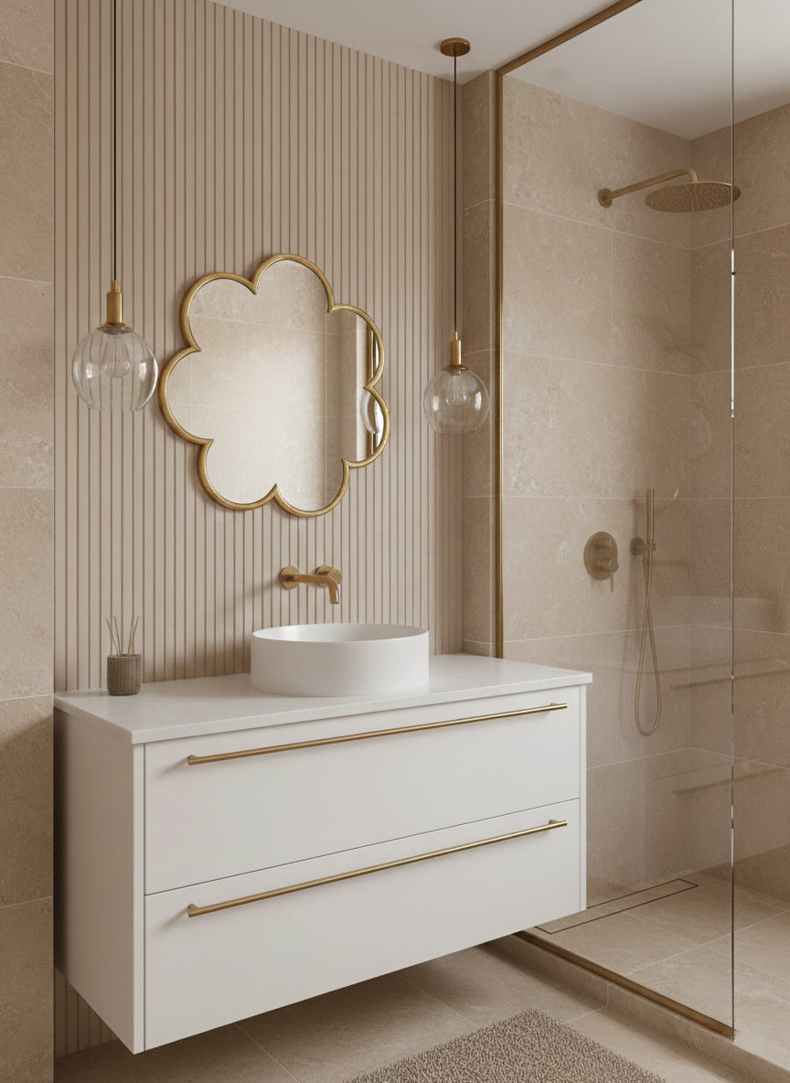 Handmade Flower Brass Mirror - Customized Gold Frame