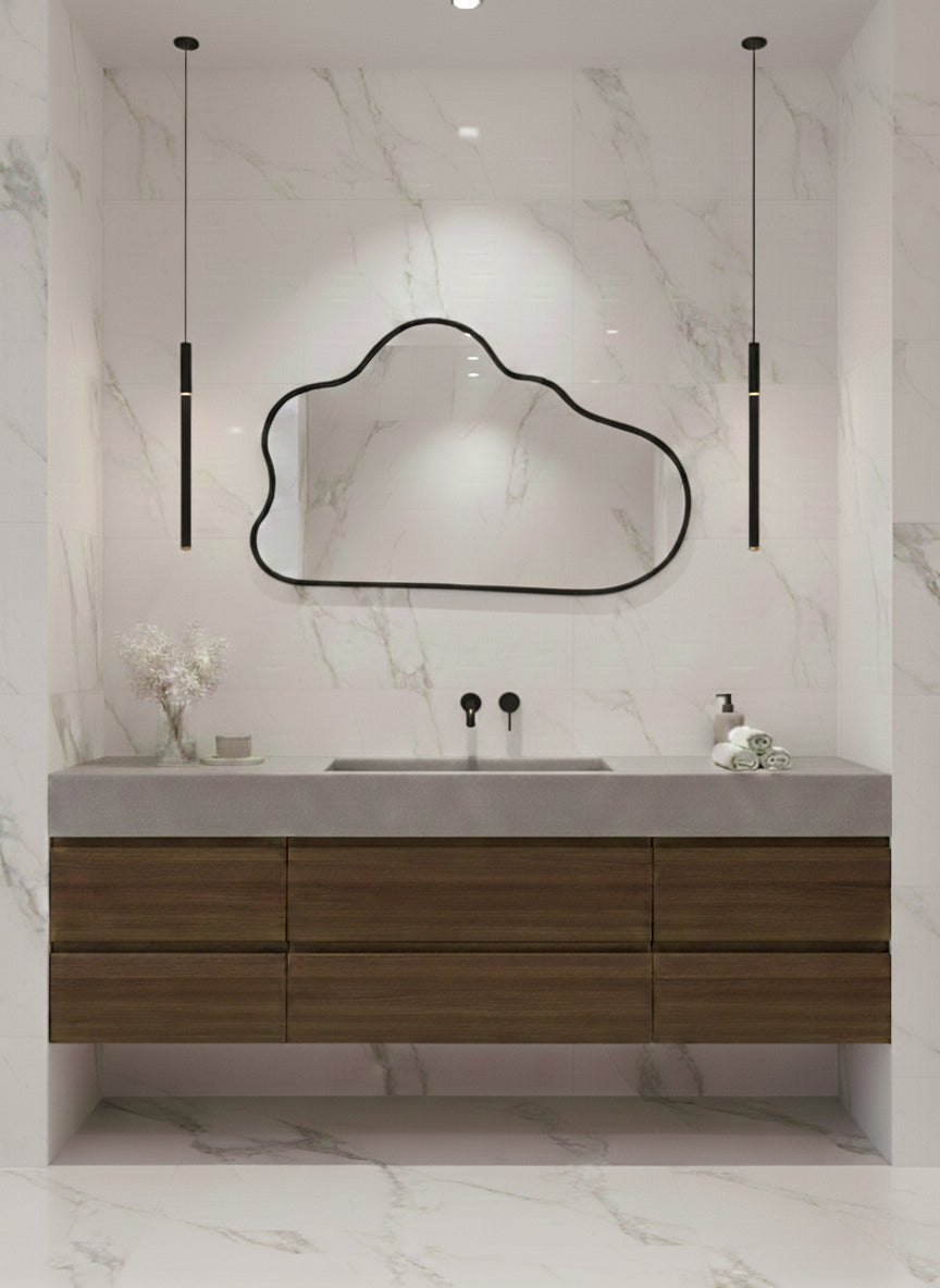 Black Frame Brass Mirror -  Cloud Wall Mirrors