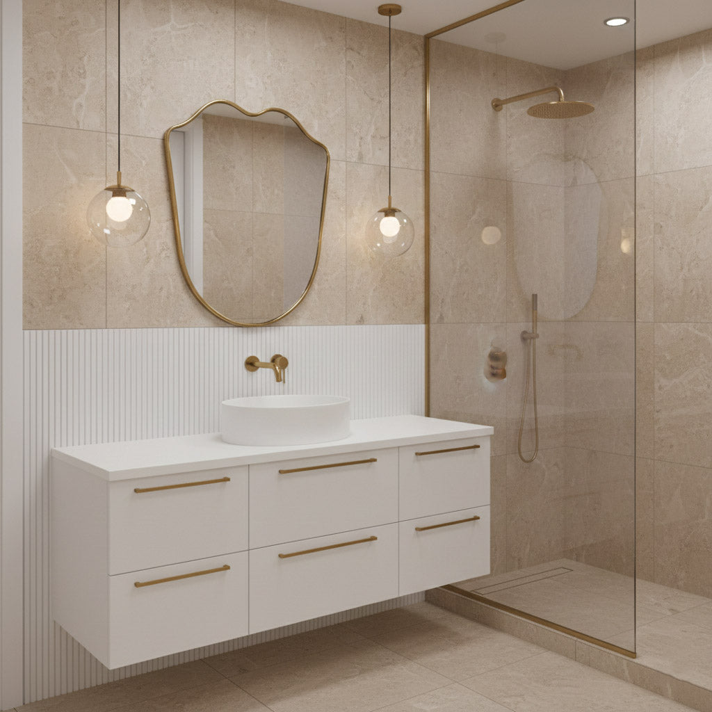 Shield Gold Brass Frame Wall Mirror, photo 3 of 10