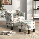Modern Accent Tub Chair and Ottoman Set with Fabric Upholstered-Beige by LJGDeals