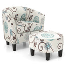 Modern Accent Tub Chair and Ottoman Set with Fabric Upholstered-Beige by LJGDeals