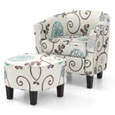 Modern Accent Tub Chair and Ottoman Set with Fabric Upholstered-Beige by LJGDeals