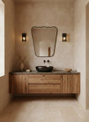 Black Frame Mirror, Italian Wavy Brass Mirror