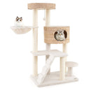 Modern Cat Tree for Indoor Cats with Cattail Fluff Condo and Top Perch-Natural by LJGDeals
