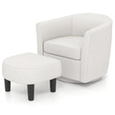 Modern Club Swivel Accent Chair with Ottoman Footrest Curved Backrest by LJGDeals