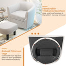 Modern Club Swivel Accent Chair with Ottoman Footrest Curved Backrest-Beige