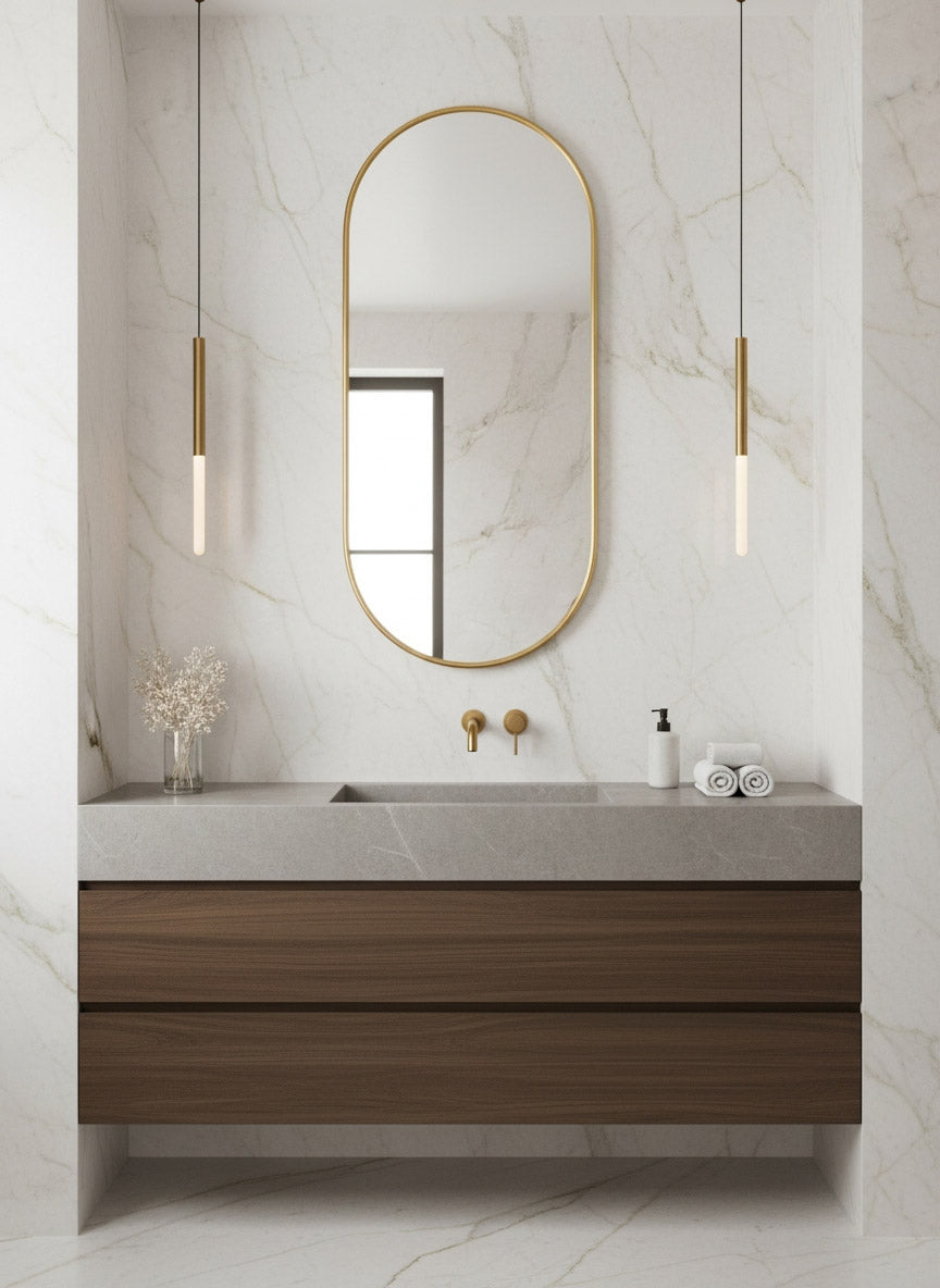 Antique Brass Capsule Mirror - Brass Wall Mirror, photo 5 of 12