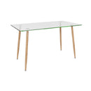 Modern Glass Rectangular Dining Table with Metal Legs-Natural