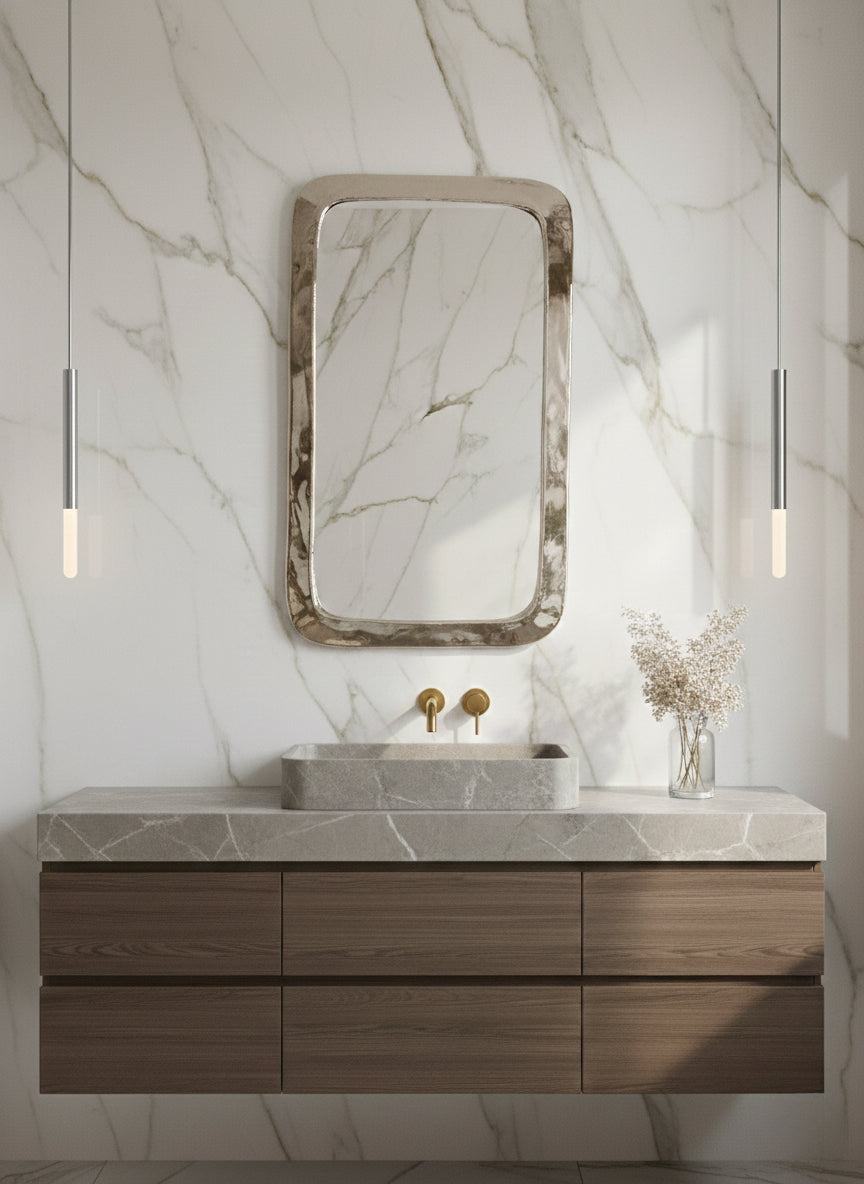 Handmade Silver Metal Rectangle Wall Mirror