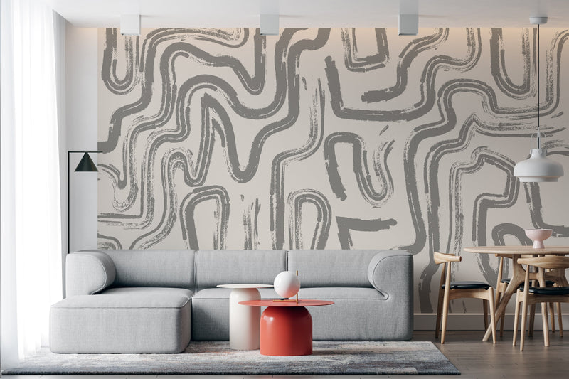 Modern Abstract Brushstroke Wallpaper - Neutral Artistic Wall Mural