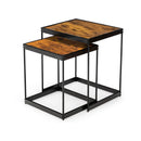 Set of 2 Modern Nesting End Tables with Metal Legs for Living Room-Rustic Brown by LJGDeals