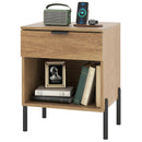 Modern Nightstand with Charging Station-Natural by LJGDeals