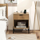 Modern Nightstand with Charging Station-Natural by LJGDeals