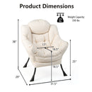 Modern Polyester Fabric Lazy Chair with Steel Frame and Side Pocket-Beige