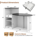 Modern Reception Desk Front Counter Desk with Oval Tabletop-Black