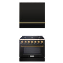 Akicon 36" Stainless Steel Range Hood with 600 CFM Insert & 6-Burner Gas Range Combo – Powerful Ventilation, Convection Oven, Multiple Finishes