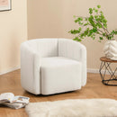 Modern Upholstered Sherpa Accent Chair with Curved Backrest and Armrests-White by LJGDeals
