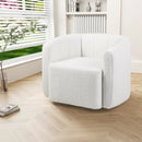 Modern Upholstered Sherpa Accent Chair with Curved Backrest and Armrests-White by LJGDeals