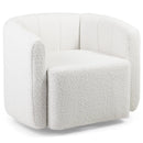 Modern Upholstered Sherpa Accent Chair with Curved Backrest and Armrests-White by LJGDeals