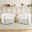 Modern Upholstered Sherpa Accent Chair with Curved Backrest and Armrests-White by LJGDeals