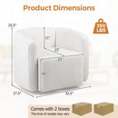 Modern Upholstered Sherpa Accent Chair with Curved Backrest and Armrests-White
