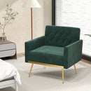 Modern Velvet Accent Chair with Button Tufted Back Golden Metal Legs and Adjustable Foot Pads by LJGDeals