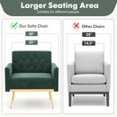 Modern Velvet Accent Chair with Button Tufted Back Golden Metal Legs and Adjustable Foot Pads by DirectDeals