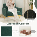 Modern Velvet Accent Chair with Button Tufted Back Golden Metal Legs and Adjustable Foot Pads by LJGDeals