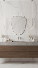 Italian Shield Silver Brass Wall Mirror