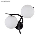 GobekUsa Modernist 2-Head Wall Mounted Sconce in Silver/Black - Milky Glass Global Light Fixture