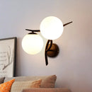 GobekUsa Modernist 2-Head Wall Mounted Sconce in Silver/Black - Milky Glass Global Light Fixture