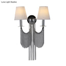 GobekUsa Modernist 2-Light Plastic Cone Shade Wall Sconce with Aluminum Tassel in Black/Silver