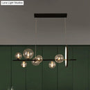 GobekUsa Modernist 7-Bulb Glass Island Light for Restaurants - Hanging Pendant with Transparent Ball Shades and Black Finish