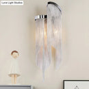 GobekUsa Modernist Aluminum Wall Light Sconce with Tassel Chain - 2 Bulbs Wall Mounted Lamp for Living Room