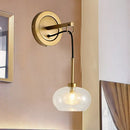 GobekUsa Modernist Oval Amber/White Glass Sconce with Brass Finish - Wall Mounted 1-Light Drop Lamp