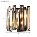 GobekUsa Modernist Clear Crystal Drum Wall Sconce - 2 Lights, Black Finish - Ideal for Corridors