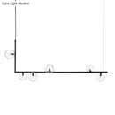 GobekUsa Modernist Black Glass Globe Pendant Light with 6 Bulbs and Right Angled Frame - Warm/White Lighting