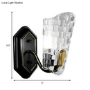 GobekUsa Black Modernist Wall Sconce with Curved Metal Arm and Clear Crystal Panel