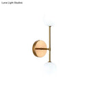 GobekUsa Modernist White Glass Sconce with Black/Gold Finish - 2 Bulbs - Wall Mounted for Living Room Lighting