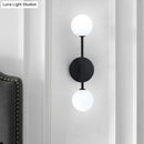 GobekUsa Modernist White Glass Sconce with Black/Gold Finish - 2 Bulbs - Wall Mounted for Living Room Lighting