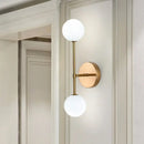 GobekUsa Modernist White Glass Sconce with Black/Gold Finish - 2 Bulbs - Wall Mounted for Living Room Lighting
